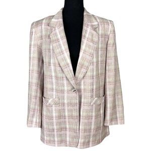 VINTAGE 90s Pink Plaid Blazer